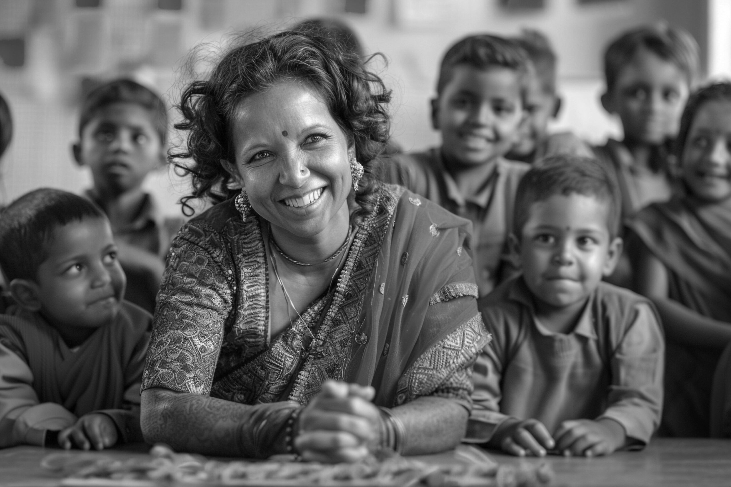 woman-teaching-classroom bw